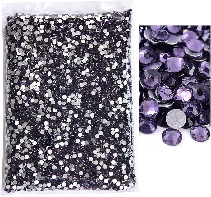 Blinginbox Flatback Rhinestones Bulk,14400pcs Crystal Round Loose Gemstones Glass Rhinestones for Crafts Makeup Nail Art Clothes Shoes DIY Decorations(SS16,3.8-4.0mm,Tanzanite)