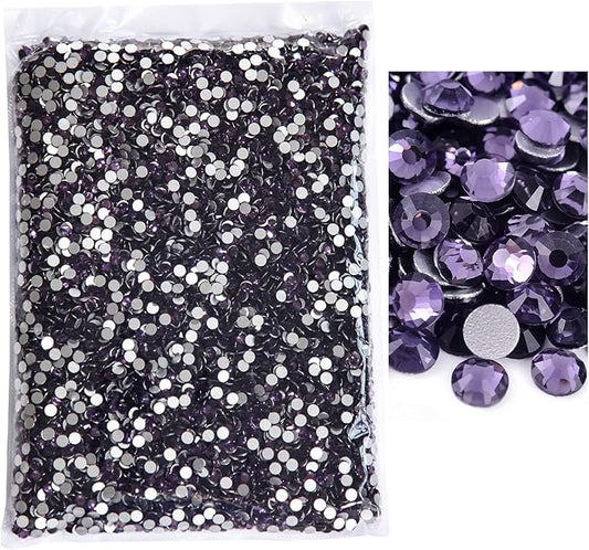 Blinginbox Flatback Rhinestones Bulk,14400pcs Crystal Round Loose Gemstones Glass Rhinestones for Crafts Makeup Nail Art Clothes Shoes DIY Decorations(SS20,4.6-4.8mm,Tanzanite)