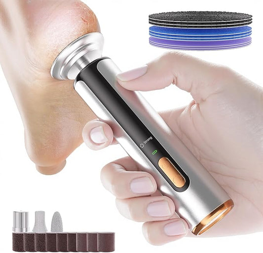 Electric Feet Callus Remover - 2 in 1 Cordless Electric Foot File Nail Grinder,Electric Callus Remover for Feet with 3 Modes,Dry Skin Remover for Feet (Silver)
