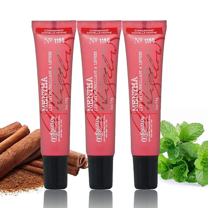 C.O. Bigelow Cinnamint Mentha Lip Shine Balm Trio, Lip Gloss & Balm Tubes, 3 Pack, 0.5 oz / 14g each