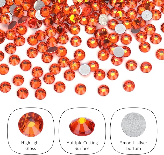 10000PCS Orange Rhinestones Bulk, Flat Back Crystal Glass Stone Round Gems,SS16, 3.8-4.0mm