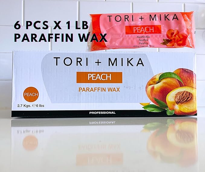 Tori Mika Paraffin Wax Refills, 6 lbs Scented Paraffin Wax Blocks for Paraffin Bath, Paraffin Wax Machine Refills for Hand Feet Dry Skin, Help Stiff Muscles and Pain (Peach, 6 lbs)