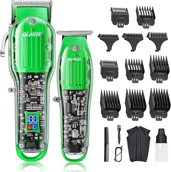 GLAKER Hair Clippers for Men - Cordless Zero-Gap Trimmer - Green