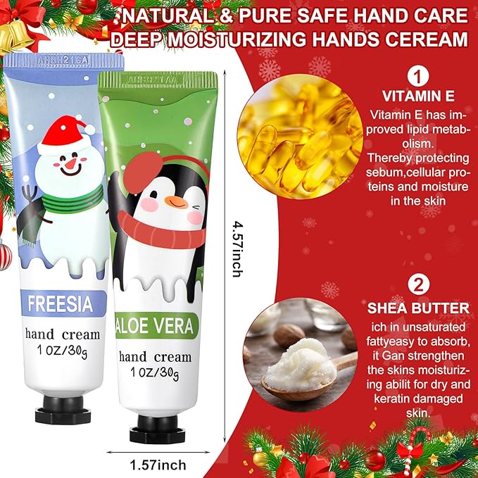 45 Pcs Christmas Hand Cream Gift Set Natural Plant Fragrance Hand Lotion Travel Size Mini Holiday Hand Cream Bulk Moisturizing Cream Dry Cracked for Women Mom Christmas Stocking Stuffers Gift
