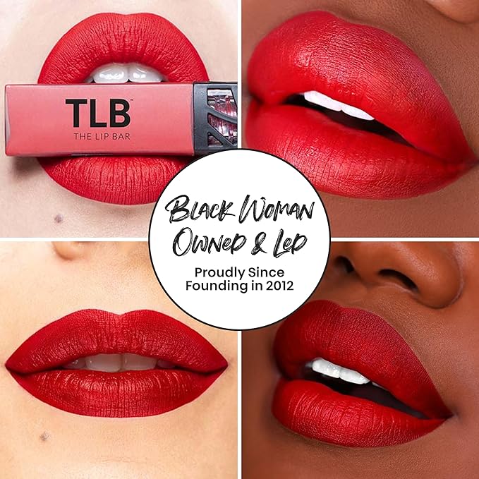 The Lip Bar - Nonstop Liquid Matte Lipstick 3-Pack, Bawse Lady (Blue Red), Rich Auntie (Deep Berry), + Hot Mama (Deep Rich Brown) - High Pigment - One Swipe - Long Lasting - Jojoba Oil - .24 fl oz