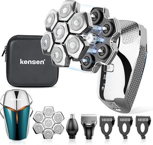 7D Head Shaver kensen 2024 Upgrade Head Shavers for Bald Men, Detachable Electric Razor with Beard Nose Hair Trimmer, Waterproof Wet/Dry Mens Grooming Kit, LED Display, USB Rechargeable, Gift Trave