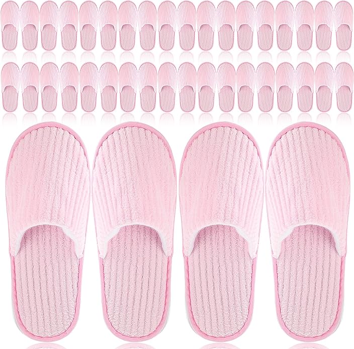 Panitay 20 Pairs Reusable Spa Slippers for Guests Washable House Slippers with Triple Layer Coral Fleece for Home Indoor Hotel Travel, Closed Toe