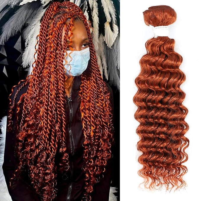 REMY HAIR Deep Wave Brazilian Virgin Hair Bundle Ginger Orange Color Human Hair Bundle Curly Weave Human Hair Extension 20 Inch