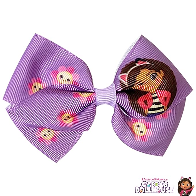 Gabby's Dollhouse Hair Bows - Hair Accessories Gift Set - Princess Hair Bows 7 Pcs 4 Inch Bundle Hair Bows for Girls Different Character on each Hair Clip Kids Bow - Alligator Clip - Ages 3 +