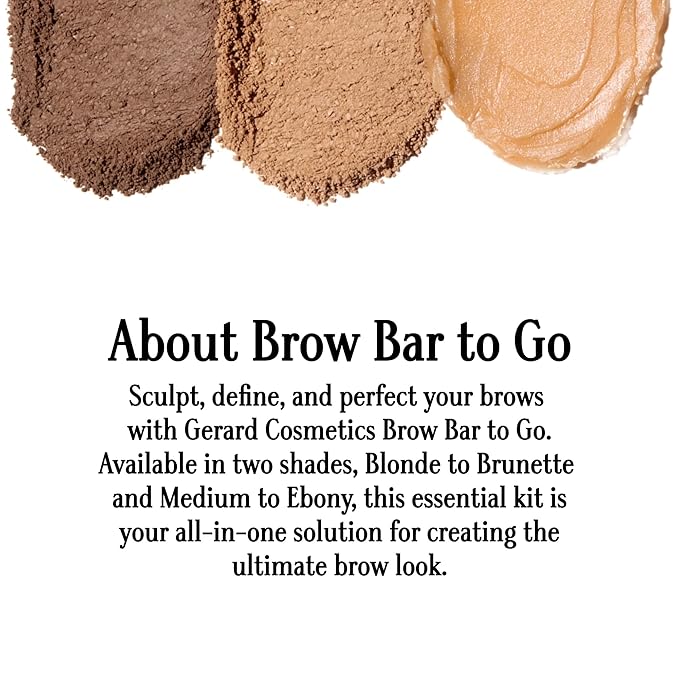 Brow Bar To Go by Gerard Cosmetics (Blonde to Brunette), Eyebrow Trio Kit with Brow Powder, Brow Wax, and Angled Brush, Eyebrow Powder Light Brown, Cruelty Free & Made in the USA