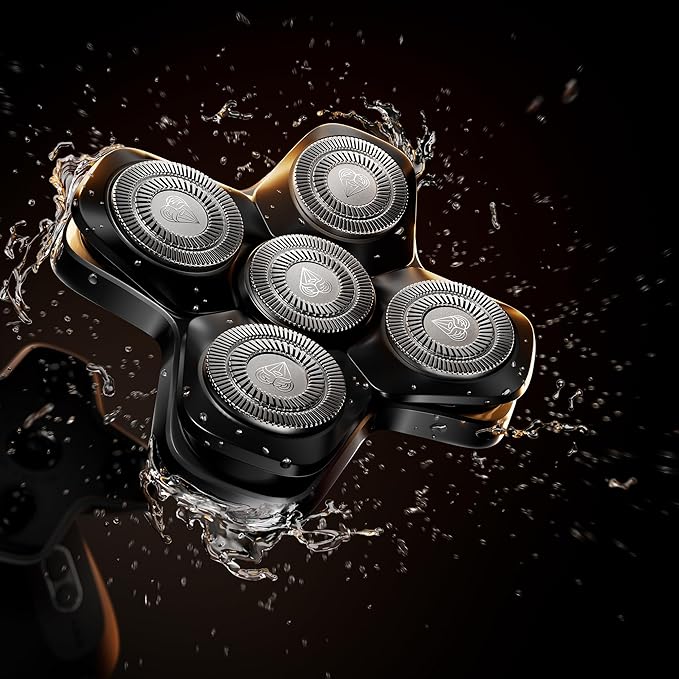 MANSCAPED® The Dome Shaver™ PRO SkinSafe® Replacement Blade Pad - Five Stainless Steel Rotary Pivoting Blades for Smooth Shave, Magnetic Attachment for Men's Head Shaver (1-Pack)