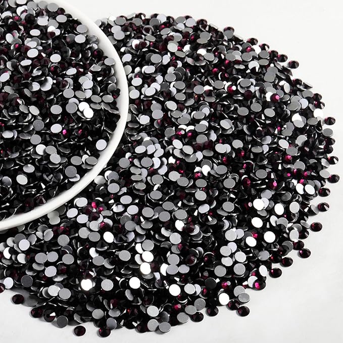 Beadsland Flatback Rhinestones Bulk,14400pcs Burgundy Rhinestones for Nails Crafts Clothes DIY Decoration, Amethyst, SS10, 2.7-2.9mm