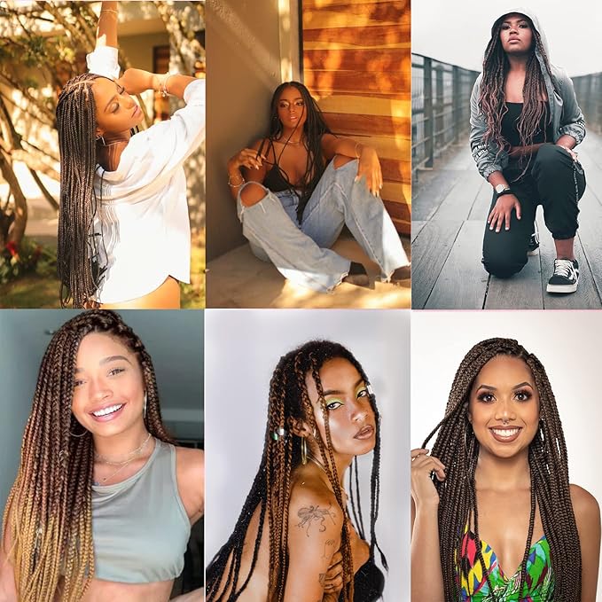 36'' Ombre Pre Stretched Braiding Hair Yaki Texture Crochet Braid Hair Extensions 4 Tones Braiding Hair Pre Stretched (7packs,1b/30/27)