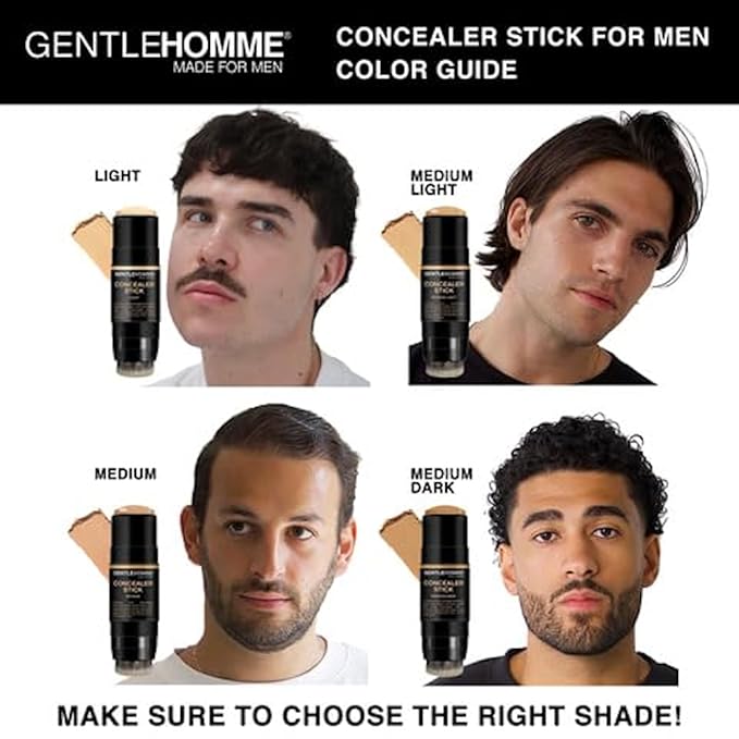 Concealer Stick - Men’s 2-in-1 Concealer & Brush - For Blemishes, Dark Circles, Scars, Acne & Uneven Skin Tones - Natural Finish - All Skin Types - Vegan - Extra Rich - 1 Stick