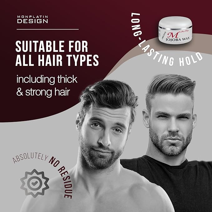 Mon Platin Professional Hair Wax - 150 ml Moisturizing Grooming Wax for Men's Wet and Shiny Look Styling with Jojoba Oil Essence and Pure Water for Scalp Enrichment