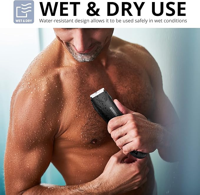 Electric Body Hair Trimmer for Men: Waterproof 2-in-1 Groin Hair Trimmer for Beard Hair Chest Hair Armpit Hair Legs Hair Pubic Hair (Black-2)