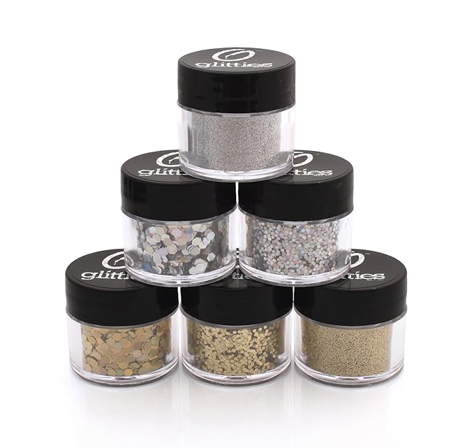 (6PK) - Holographic Gold & Silver Glitter Kit - Solvent Resistant & Great for Nail Art Polish, Gels, Acrylics Supplies - Quality Glitter Made in the USA! - (60 Grams)