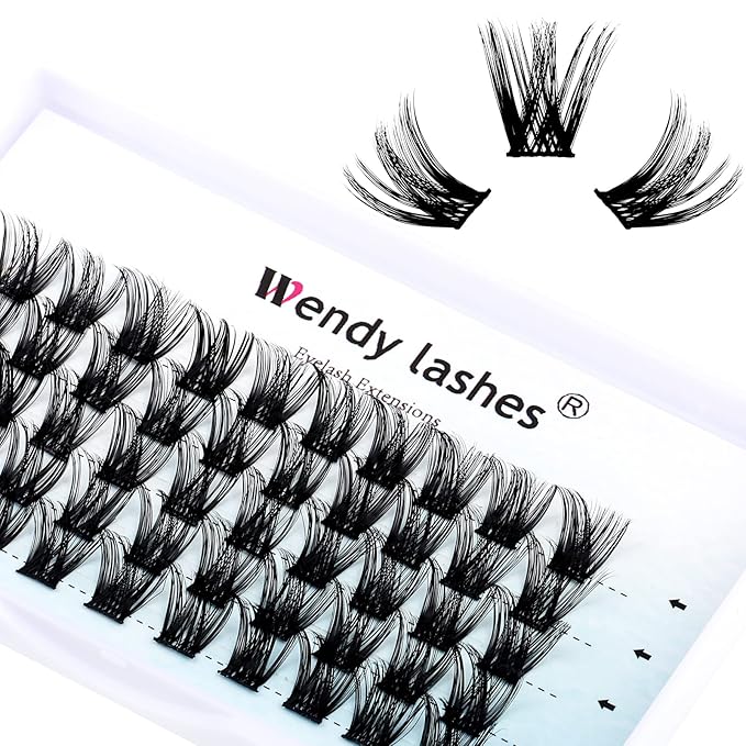 DIY Eyelash Extension Clusters Lashes 3D Volume Effect D Curl Wide Stem Individual Lash Clusters Reusable Artificial Fluffy Wispy False Eyelashes Set for Home Eyelash Extensions (0.07-D-16mm)