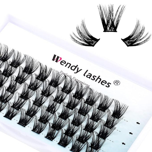 DIY Eyelash Extension Clusters Lashes 3D Volume Effect D Curl Wide Stem Individual Lash Clusters Reusable Artificial Fluffy Wispy False Eyelashes Set for Home Eyelash Extensions (0.07-D-16mm)