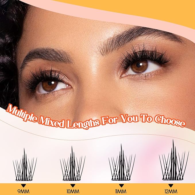 GEMERRY Lash Clusters Natural Eyelash Clusters Wispy Cluster Eyelash Extensions Lash Extension Clusters DIY at Home Cluster Lashes