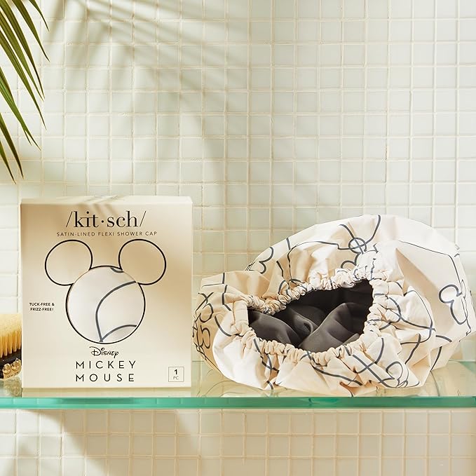 Kitsch Mickey/Minnie Luxury Shower Caps for Women Reusable Waterproof - Large Shower Cap for Women and Men, Non-slip, Quick-dry Hair Cap for Long and Short Hair, Stylish Design
