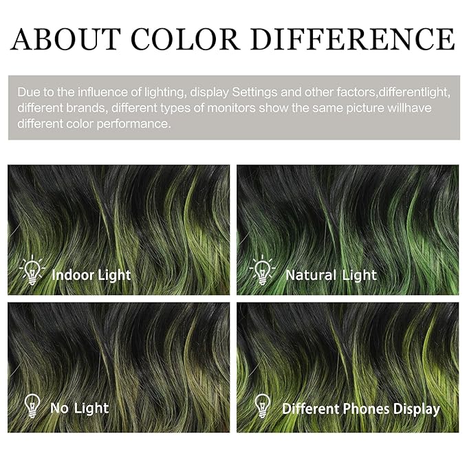 Black Wig Green Highlight Long Wavy Wig with Curtain Bang 26 Inch Ombre Black Green Wig Synthetic Heat Resistant for Women Daily Party used.