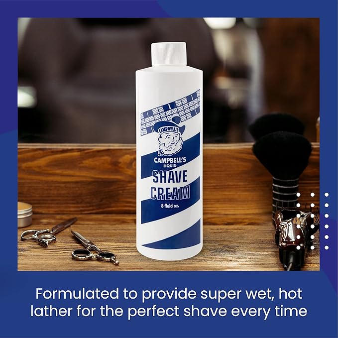 Campbell’s Liquid Shave Cream Lather, Barber Shaving Cream Lather, Professional Shaving Supplies and Products, 8 Ounces, (Pack of 3)