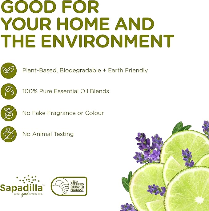 Sapadilla Liquid Hand Soap - Sweet Lavender + Lime - Made with 100% Pure Essential Oil Blends, Cleansing & Moisturizing, Aromatic & Fragrant Hand Soap, Plant Based, Biodegradable, 12 Ounce (Pack of 4)