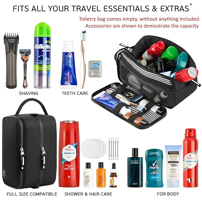 Toiletry Bag Dopp Kit for Men - Nylon Travel Toiletry Bag Waterproof Shower Cosmetic Organizer for Women Men - Travel Kit Shaving Bag for Men