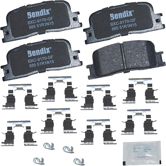 Bendix Priority1 CFC885 Ceramic Rear Brake Pads for Lexus ES300 2002-2003, ES330 2004-2006, Toyota Highlander 2001-2003, Toyota Camry 2002-2006 (Only models built in Japan)