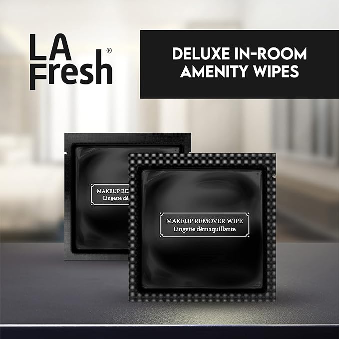 La Fresh Hotel Premium Paraben-Free Makeup Remover Wipes - Black, Light Flora Scent 8x6" Wet Wipes - 50 Wipes, Travel Essentials