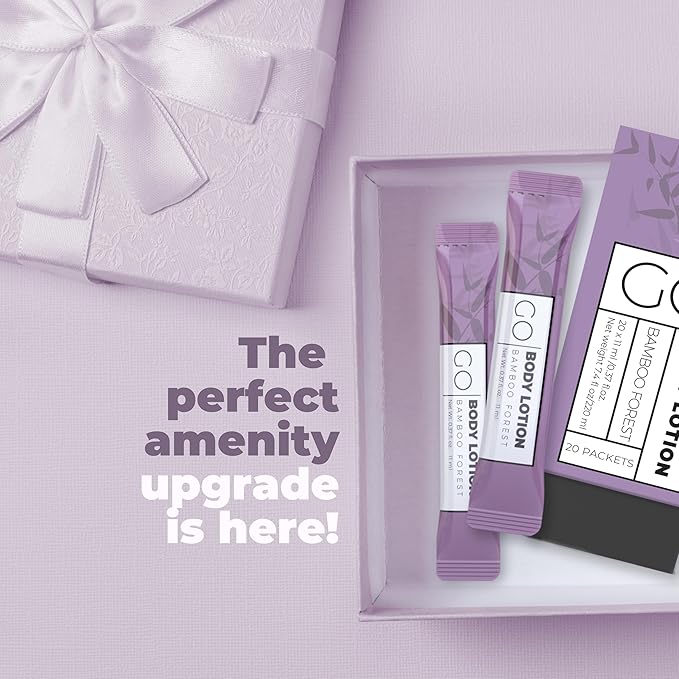 GO Essentials Travel Size Lotion Packets – Single Use Body and Hand Lotion for Hydrated Skin and Toiletries. Airline Friendly – Portable Bulk. Womens Gift Set