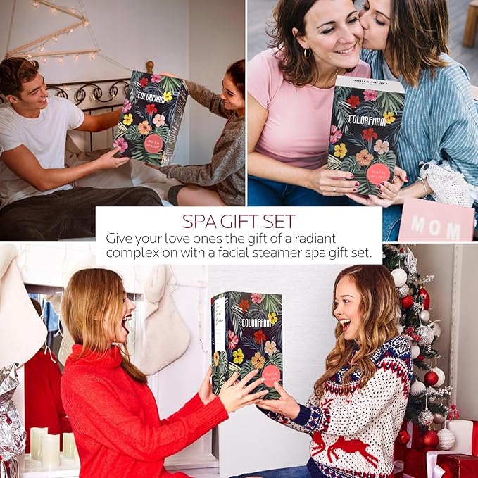 Colorfarm Facial Steamer Skin Care Set: Face Steamer Home Spa Kit Deep Cleaning Unclogs Pores with 6 Skin Care Tools - Spa Relaxing Self Care Gifts for Women (Ultimate Spa Relaxation Kit)