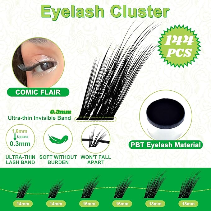 Fox Cat Eye Lash Clusters D Curl DIY Lash Extension Kit and Lash Clusters 8-18mm with Bond, Seal, and Remover - Invisible Band Lashes, Cat Eyelashes Glue-Free Lower Lashes, Fairy Fox-Kit