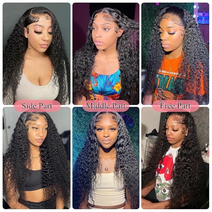 28 Inch 13x6 Deep Wave Lace Front Wigs Human Hair 200 Density 13x6 HD Lace Front Wigs Human Hair Pre Plucked Glueless Wigs Human Hair Deep Curly Lace Front Wigs Human Hair For Women Natural Color