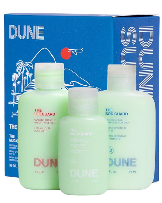 Jetsetter Gelly Pack Mini Travel Set - 7x Award-Winning Dermatologist Recommended Clear Gel Suncare for Face and Body - Bod Guard (2 Fl Oz), Mug Guard (1 Fl Oz), and Life Guard (2 Fl Oz)