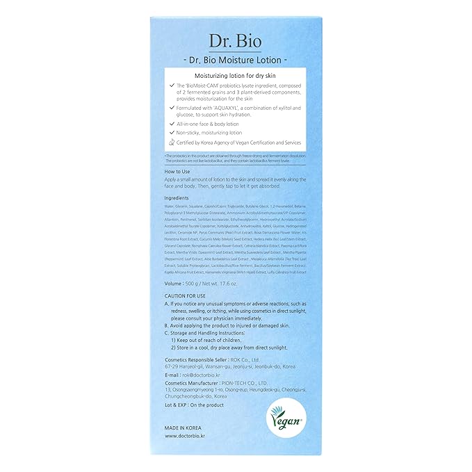 Soothing Moisture Lotion, Hydrating, Lightweight Korean Body Lotion for Sensitive Skin & Dry Skin, Fragrance-Free, Immediate Moisturizing and Quick Absorbing, Non-greasy Texture, Vegan