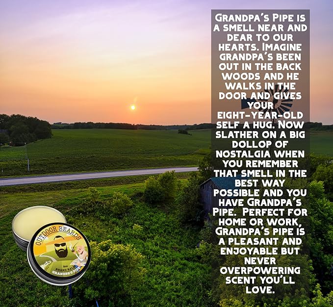 Beard Balm | 2 oz Cleansing Balm for Beards Short or Long | Beard Conditioner for Men | Essential Moisturizer for Every Man's Beard | Leave Hair and Skin Healthy (Grandpa's Pipe)