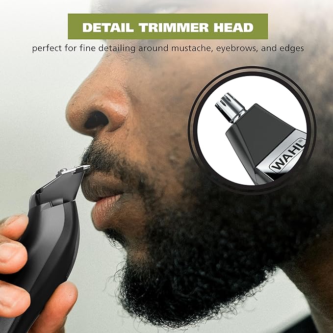 Wahl Color Pro All in One Rechargeable Cordless Color Coded Beard Trimmer with Detail Eyebrow Trimmer and Rotary Nose Hair Trimmer for Men- Model 3025945