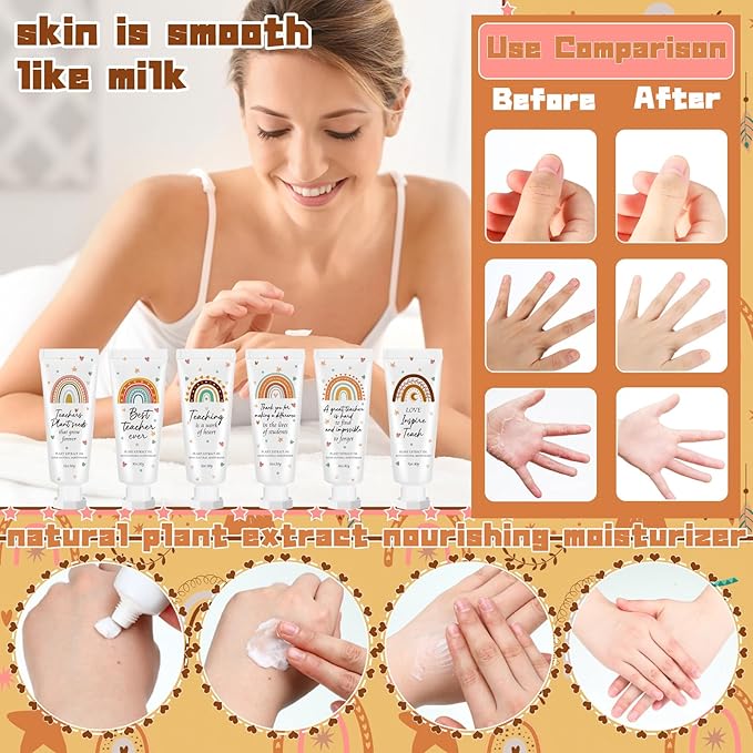 36 Pcs Teacher Appreciation Hand Cream Gifts Boho Rainbow Graduation End the Year Thank You Teacher Gifts for Women Travel Size Hand Cream Christmas Moisturizing Hnad Lotion
