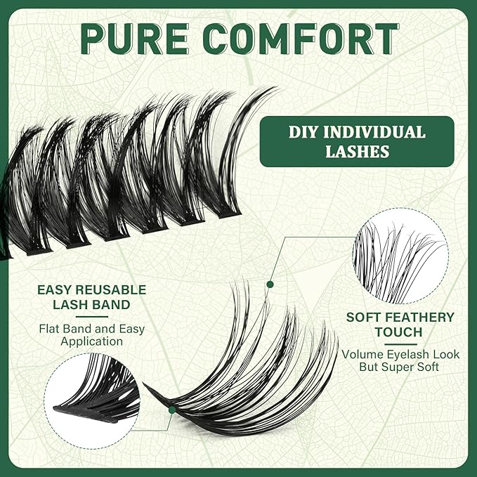 Lash Clusters 320Pcs Eyelash Clusters KEYYOU 60D D Curl 9-18MIX Clusters Lashes Thick Super Soft Wispy DIY Eyelash Extension at Home(60D-D,9-18MIX)