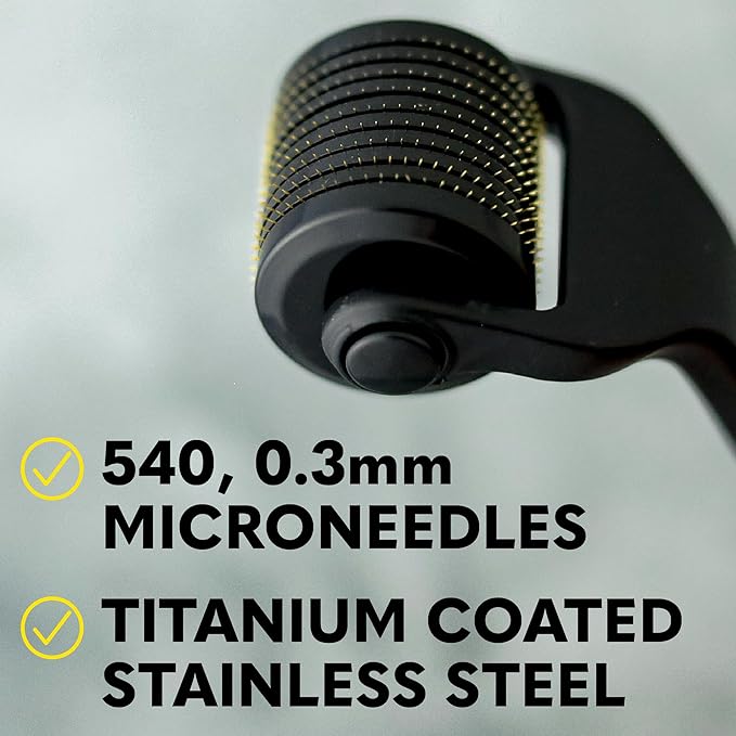 The Beard Club Derma Roller Replacement Head & Cleansing Spray - 0.3mm Titanium Microneedles - Replace, Clean and Prolong Derma Roller Life