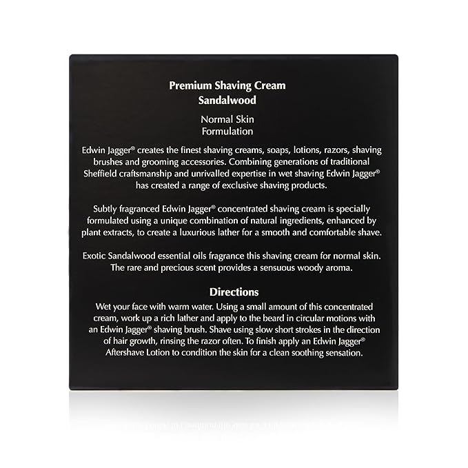 Edwin Jagger 99.9% Natural Premium Shaving Cream, 100ml Tub - Sandalwood, 3.4-Ounce