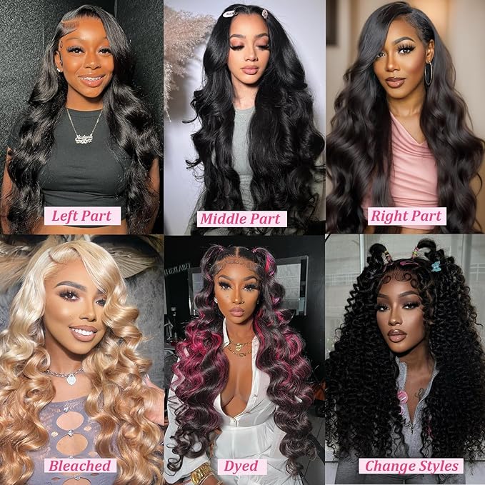 13x6 Lace Front Wigs Human Hair Body Wave - Pre Plucked, 22 Inch, Black