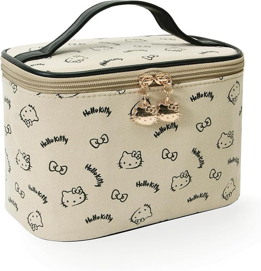 AmBealla Make up Bag Travel Cosmetic Bags Brush Holder Zipper Pouch Case Organizer Cute Organizer Suitable for Purse for Women (Beige Bucket Bag)