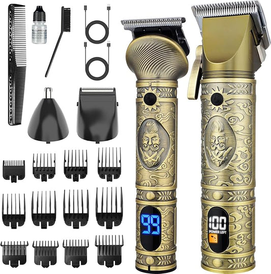 Clippers and Trimmers Set, Beard Trimmer, Electric Razors Shaver for Men, Professional Hair Clipper for Barbers Hair Cutting Set, Mens Grooming Kit w/Mustache Nose Hair Trimmer, Gifts for Him
