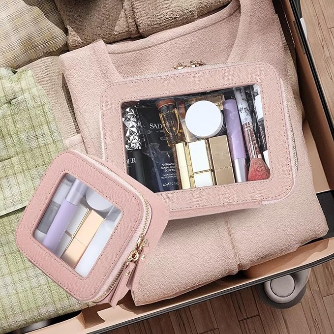 Clear Makeup Bag with Mini Cosmetic Bags,Travel Toiletry Bags for Women,Portable Cosmetic Bags Case, Transparent Waterproof Cosmetic Organizer Storage Bags for Women Men
