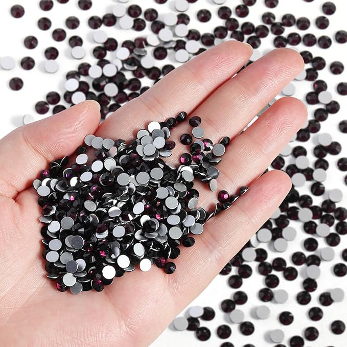 Beadsland Flatback Rhinestones Bulk,14400pcs Burgundy Rhinestones for Nails Crafts Clothes DIY Decoration, Amethyst, SS16, 3.8-4.0mm