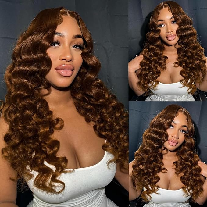 32 Inch Loose Deep Wave Lace Front Wigs Human Hair Brown 13x4 Hd Lace Front Wigs Human Hair Pre Plucked 180% Density Chocolate Brown Loose Wave Frontal Wigs Glueless With Baby Hair