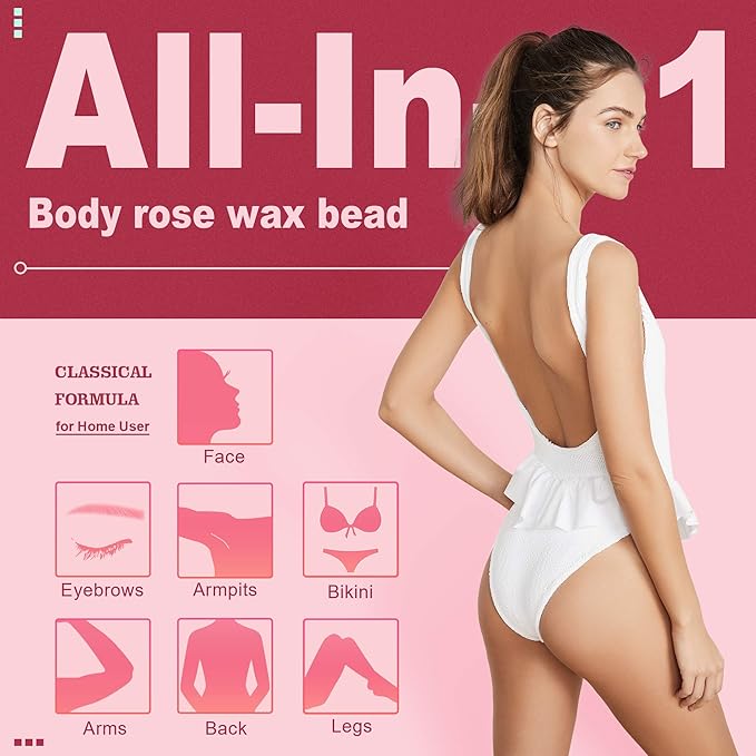 Ajoura 2 lb Hard Wax Beads, All-purpose Wax Beans for Sensitive Skin, Large Area Coarse Hair Removal, Refill Bag for Brazilian Bikini, Face, Eyebrows, Underarms, Arms, Chest, Back, Legs, Women Men